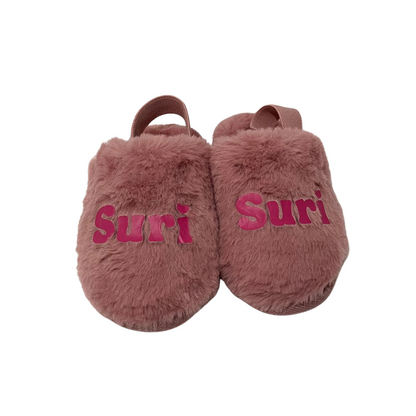 Girls Fur Slippers Pink