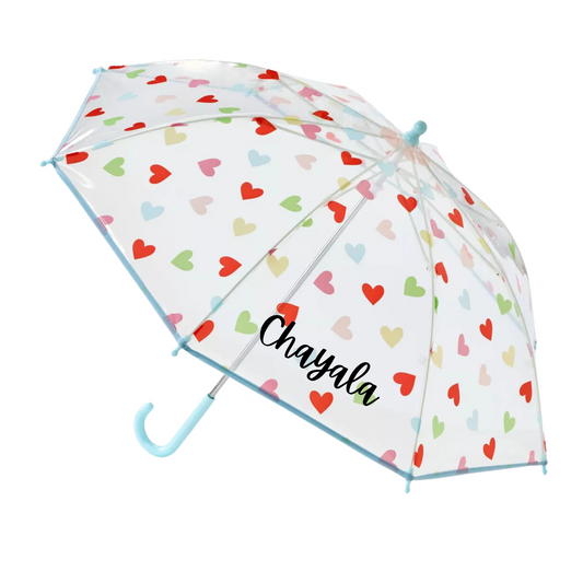 Girls Heart Printed Stick Umbrella